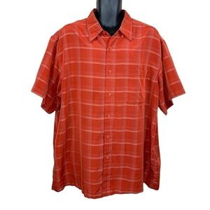 2x Mens Marc Edwards Luxury Microfiber Brick Red Plaid Short Sleeve Shirt